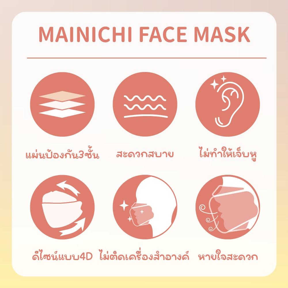 Mainichi (ไมนิจิ) หน้ากากอนามัยสไตล์ญี่ปุ่น ใส่ได้ทุกวันใส่ได้ทุกวัย ใส่ได้ทุกเพศ หน้ากากอนามัยแฟชันสไตล์ญี่ปุ่น ทันสมัย แมทช์ได้ทุกลุคตามสไตล์คุณ