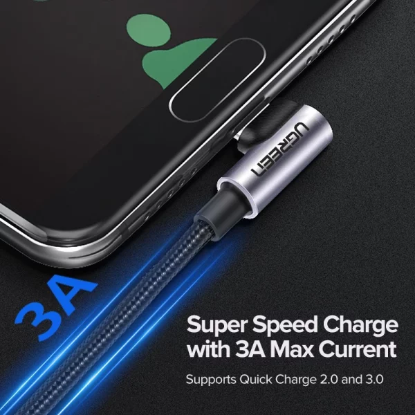 Ugreen สายชาร์จ USB C 90 องศา Type C QC ชาร์จเร็ว 2.0 3.0 สําหรับ iPad Pro Samsung Galaxy LG Nintendo - Image 5