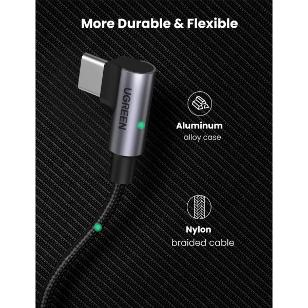 UGREEN สายเคเบิล USB C เป็น USB C หัว 90 องศา กำลังไฟ 100W 5A - Image 4