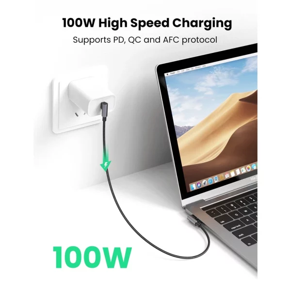 UGREEN สายเคเบิล USB C เป็น USB C หัว 90 องศา กำลังไฟ 100W 5A - Image 7