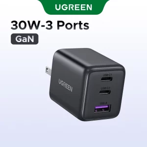 UGREEN หัวชาร์จ Nexode ชาร์จเร็ว 20W/30W GaN USB-C*2/USB-A Fast Charger USB-C  3 พอร์ต Power Adapter สําหรับ iPhone 16 Pro Max/15/14/13