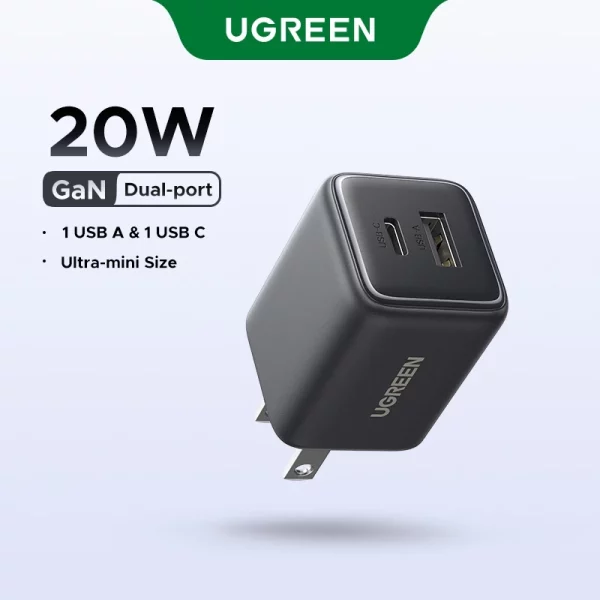 UGREEN หัวชาร์จ Nexode ชาร์จเร็ว 20W/30W GaN USB-C*2/USB-A Fast Charger USB-C  3 พอร์ต Power Adapter สําหรับ iPhone 16 Pro Max/15/14/13 - Image 6