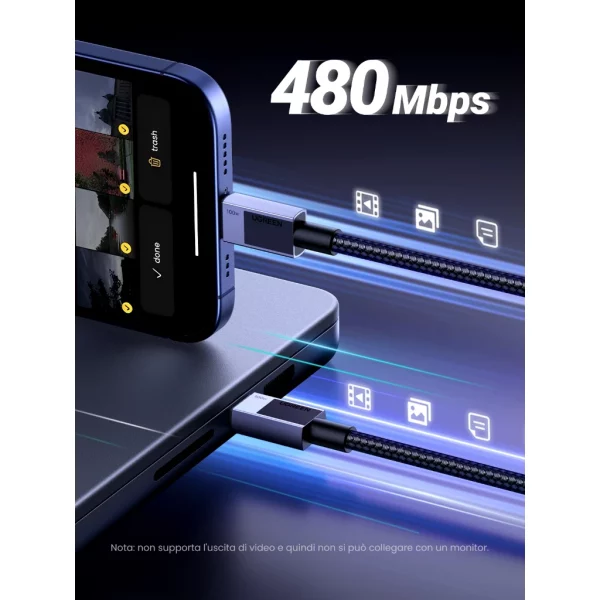 UGREEN รุ่น L512 สายชาร์จ CtoC  USB2.0 Fast charge รองรับการชาร์จสูงสุด PD100W / 240W ความยาว 1 เมตร - Image 8
