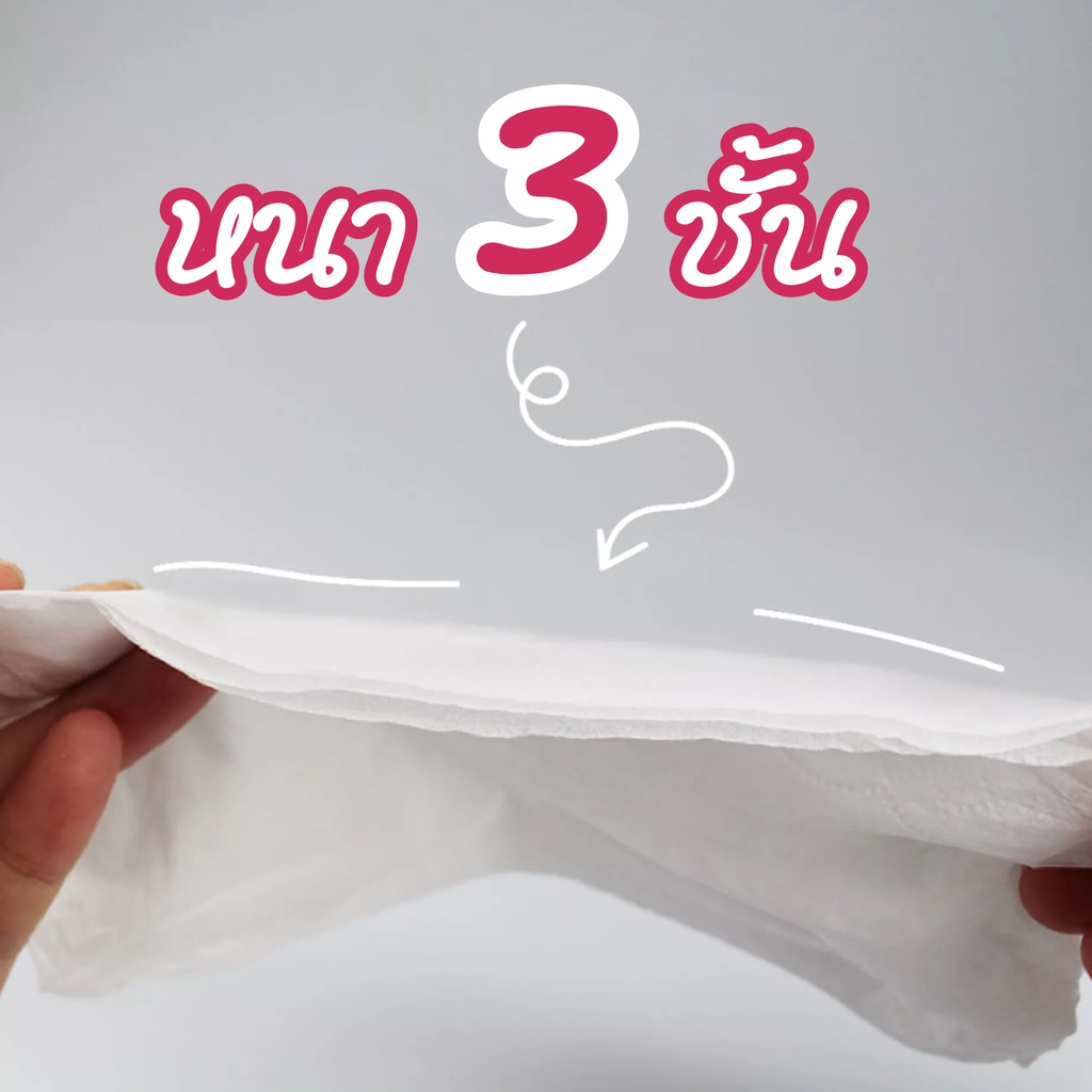 ความหนา 4 ชั้น และความเหนียวนุ่มของกระดาษทิชชู่แบบดึง