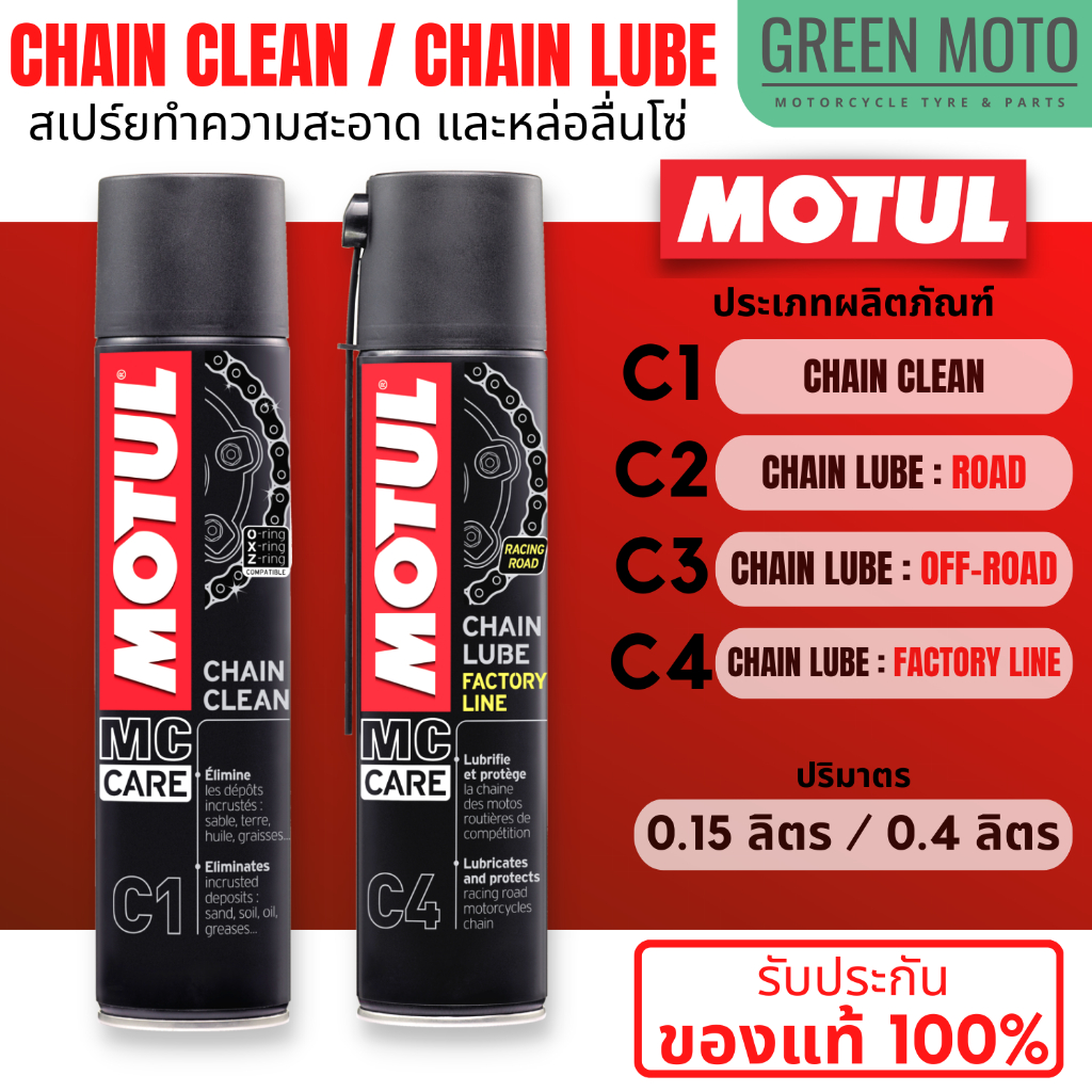 สเปรย์ล้างโซ่และเคลือบโซ่ MOTUL Chain Clean C1 และ Chain Lube C2 มอเตอร์ไซค์
