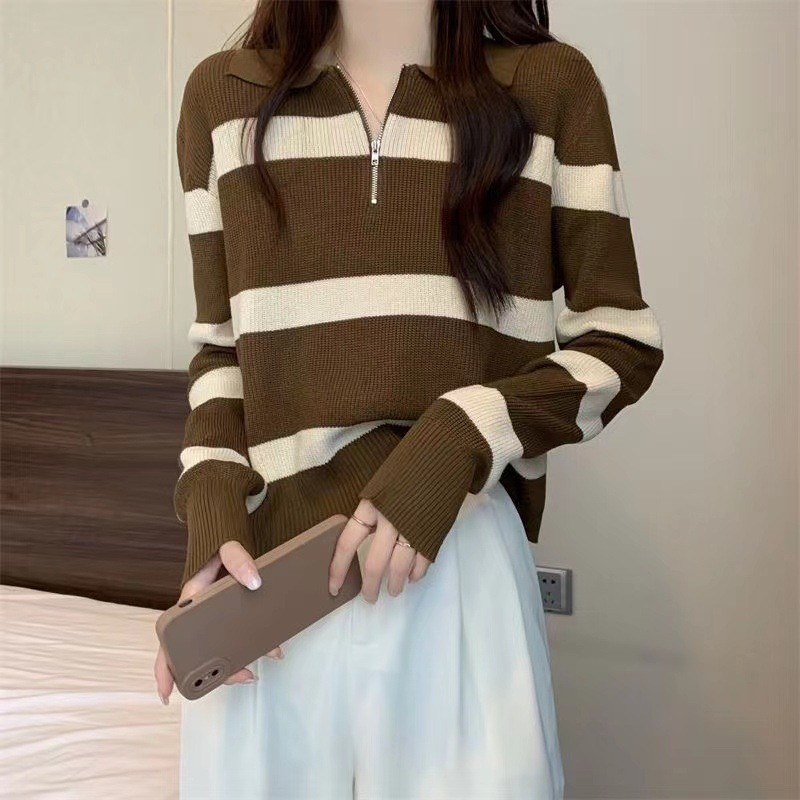 เสื้อกันหนาวไหมพรมผ้าหนา มีซิปรูดด้านหน้า Y267